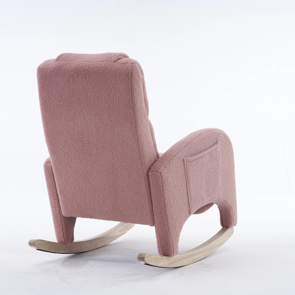 POLTRONA A DONDOLO Imbottita 66x125x101 cm Rosa Tessuto Teddy