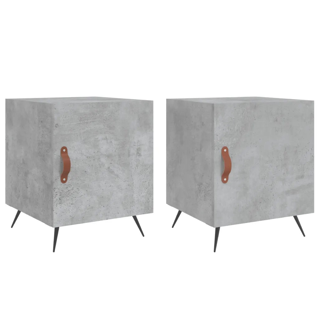 Set di 2 Comodini | Armadio da Notte | Mobiletto da notte Grigio Cemento 40x40x50 cm in Legno Multistrato