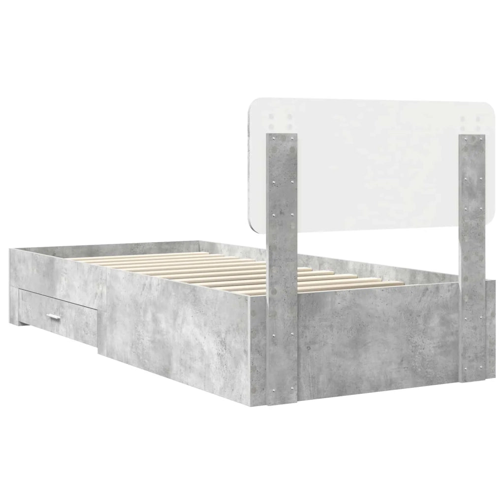 Struttura del letto con testiera-Giroletto con Testiera Grigio cemento 100 x 200 cm 656064