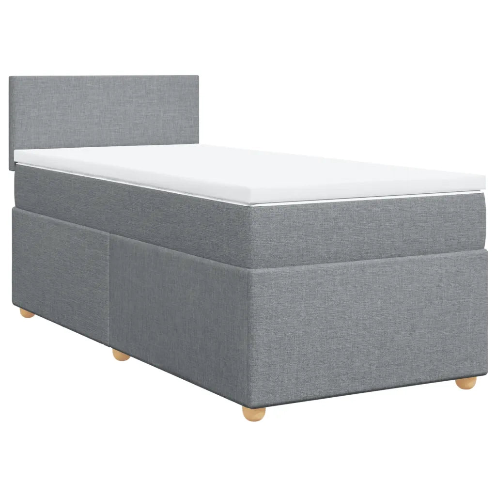 Letto singolo | Letto per adulti | Giroletto a Molle con Materasso Grigio Chiaro 80x200 cm Tessuto