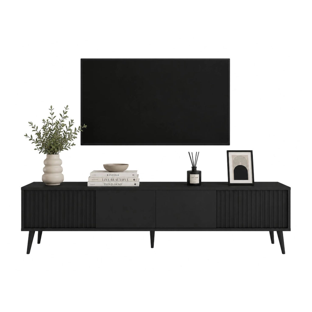 Lilelora, Mobile Porta tv un Ripiano, 180x40x48h cm Nero