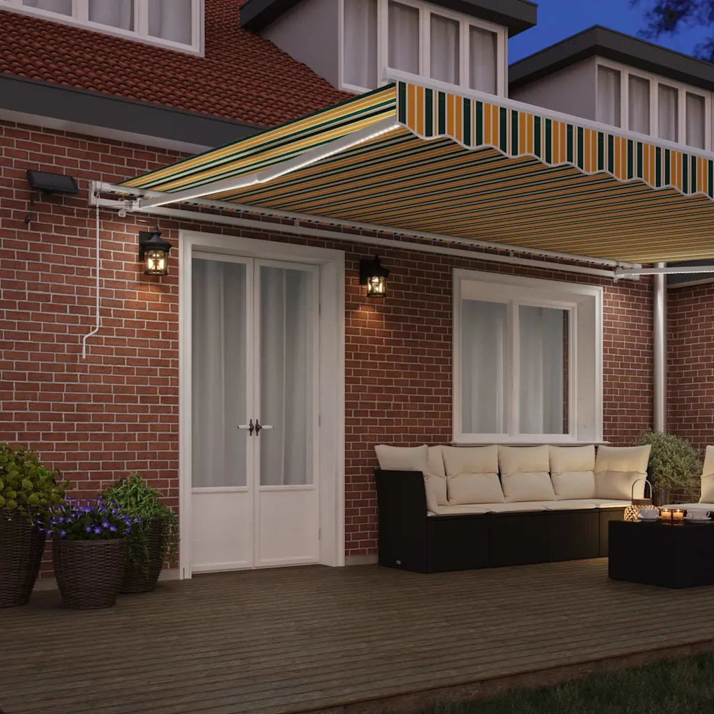 Tenda Retrattile Verde e giallo 500 × 300 cm Tessuto e acciaio 3331442
