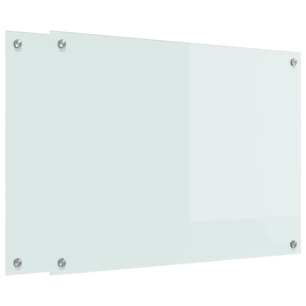 Set di 2 paraschizzi da cucina moderni e resistenti al calore 80 x 60 cm in vetro temperato bianco 02_0056287