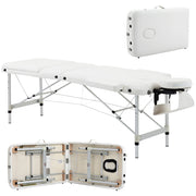 Lettino Massaggi Portatile Pieghevole e Professionale in Alluminio bianco 215x81x61-84cm