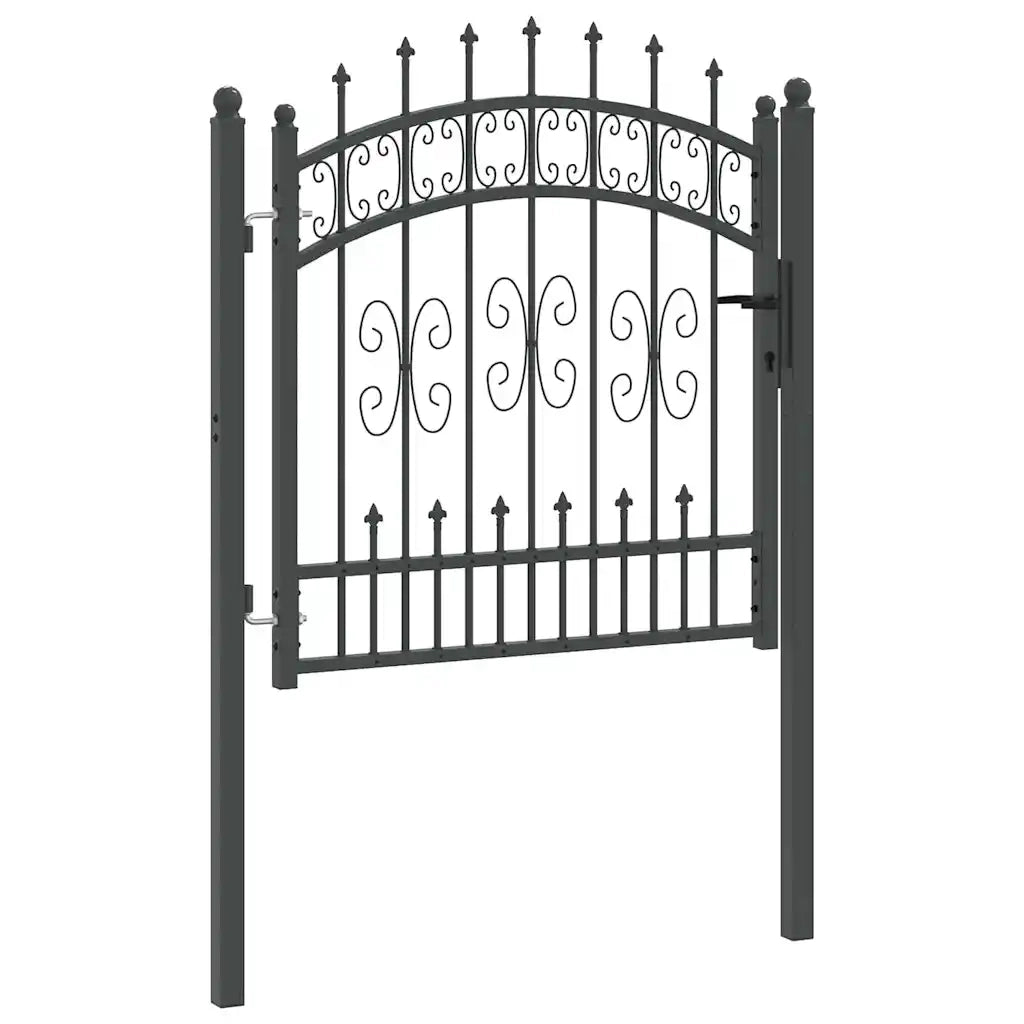 Cancello con Punta a Lancia KAMPEN 103 x 100 cm Acciaio Grigio 42009038