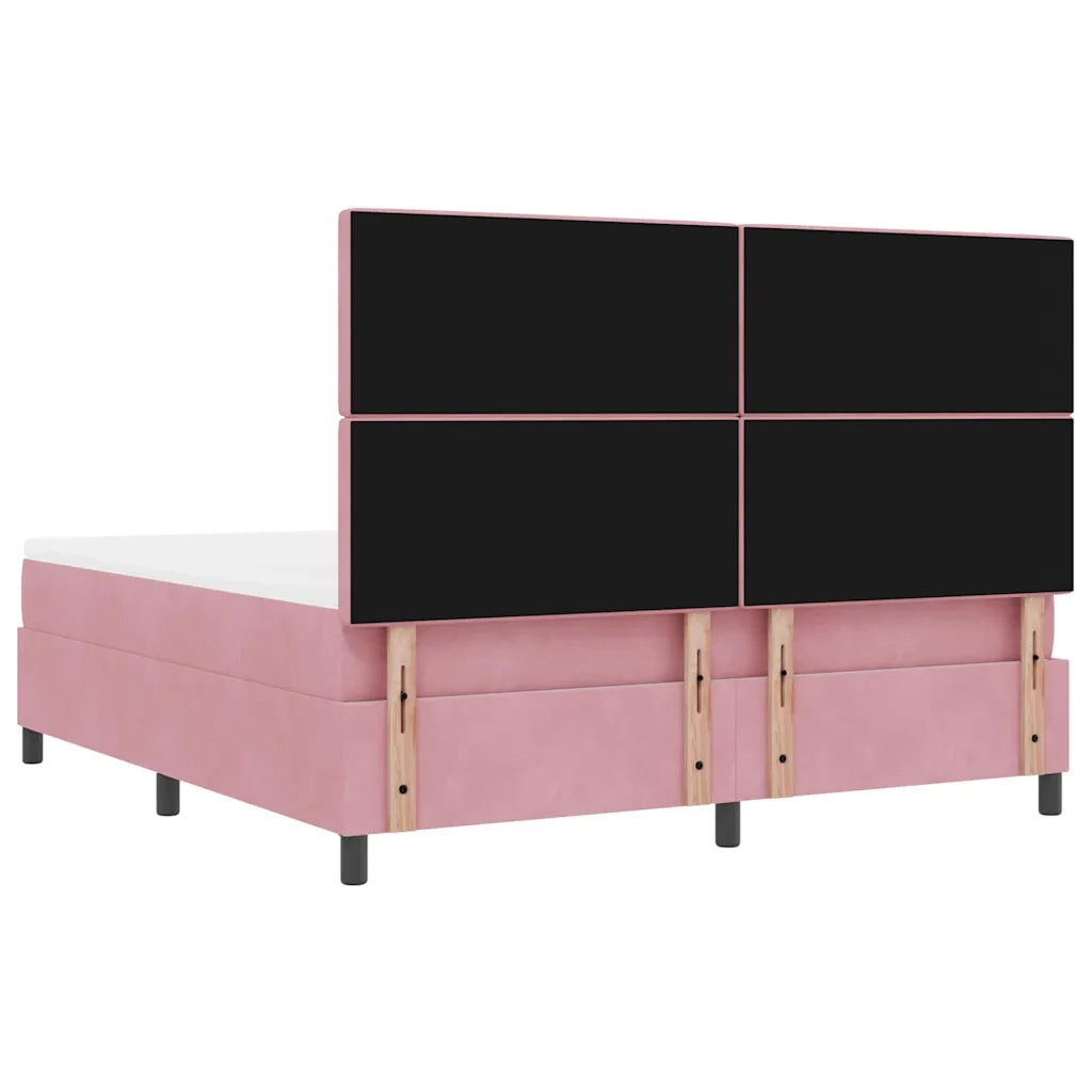 Letto a molle con testiera Rosa 200 x 180 cm Velluto 3344467