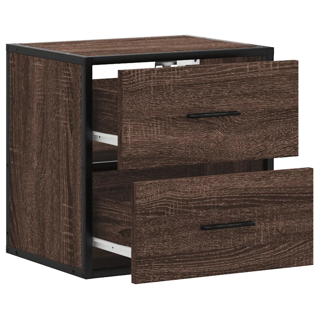 Comodini a Muro 2 pz Rovere Marrone 40x31x39,5 cm 848733