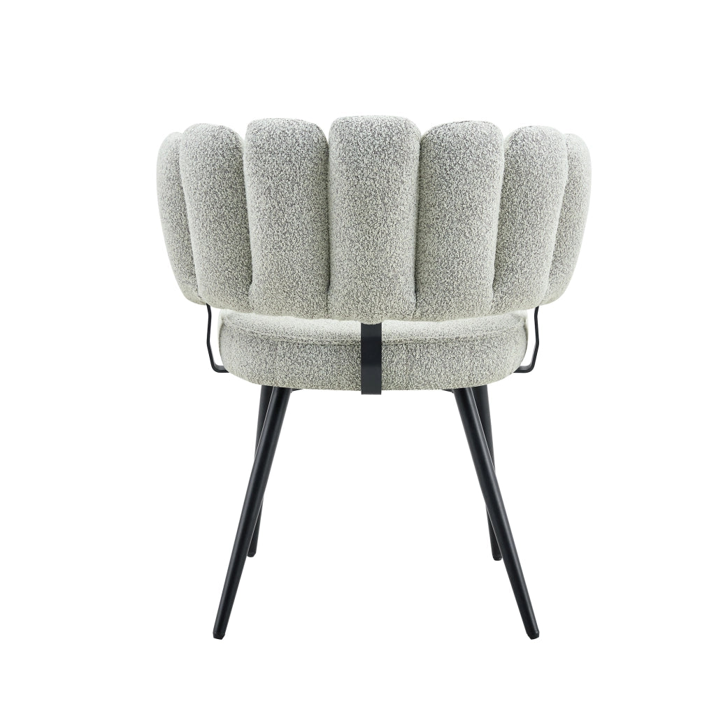 Sedia da Pranzo con Schienale a Ventaglio Ergonomico e Gambe in Metallo, in Velluto Grigio Chiaro Nero