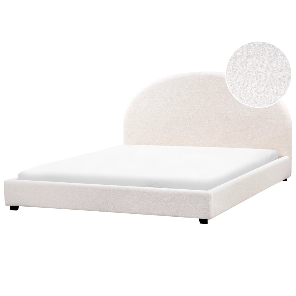 Letto matrimoniale bianco sporco in Boucle 180 x 200 cm Design minimalista retrò