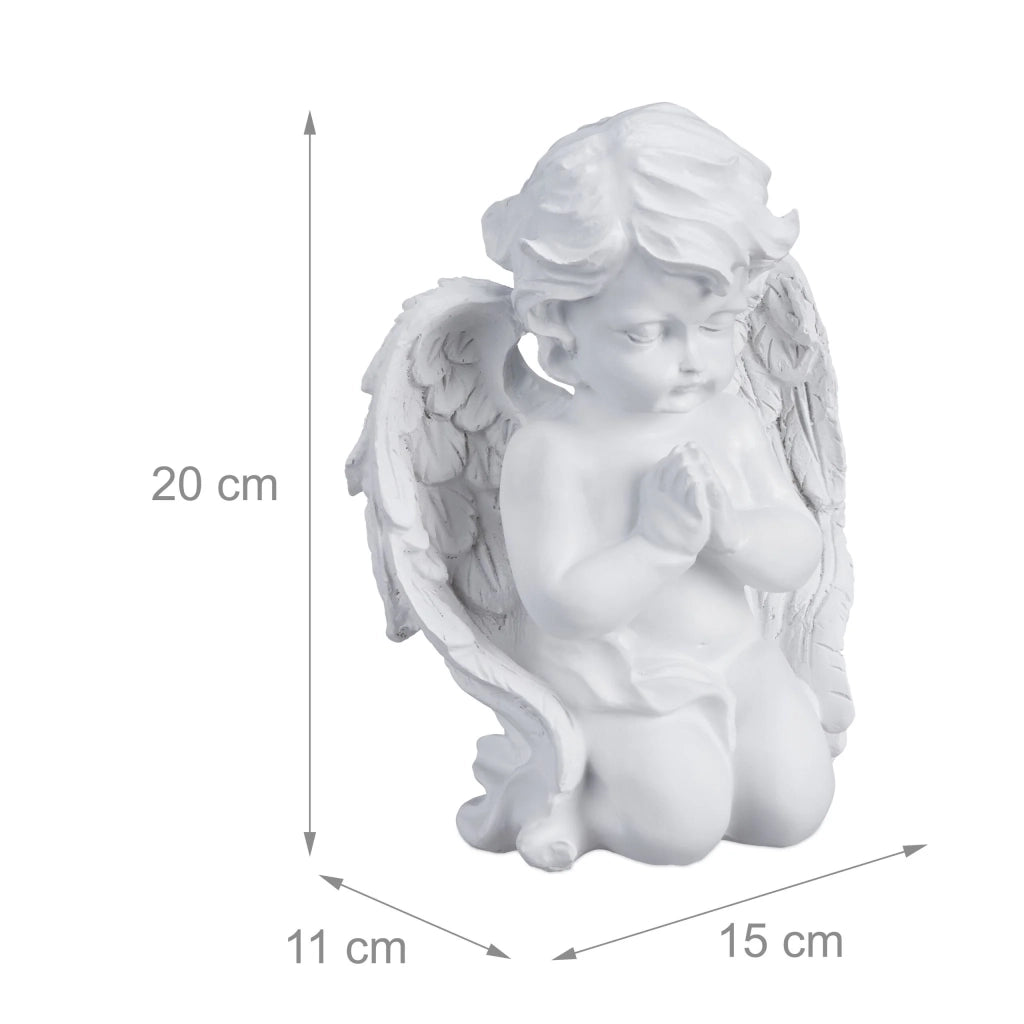 Decorazione per tomba angelo in ginocchio che prega 25 x 15 x 10 cm in resina bianca 13_0014797