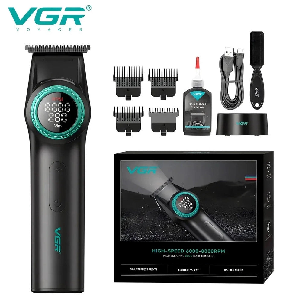 Trade Shop - Vgr V-977 Trimmer Professionale Lama A T | Rasoio Barber Precisione Fade - Nero