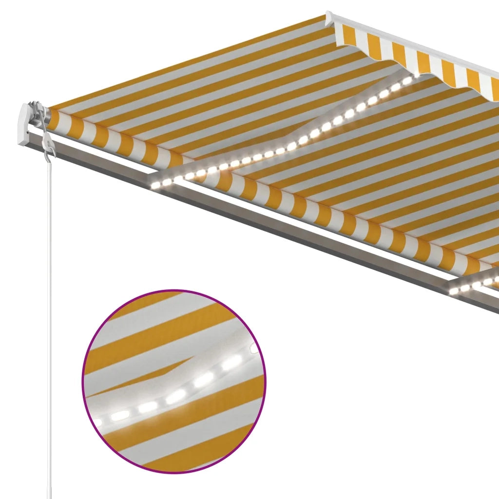 Tenda Automatica con Sensore Vento LED 300x250 cm Gialla/Bianca 3068873