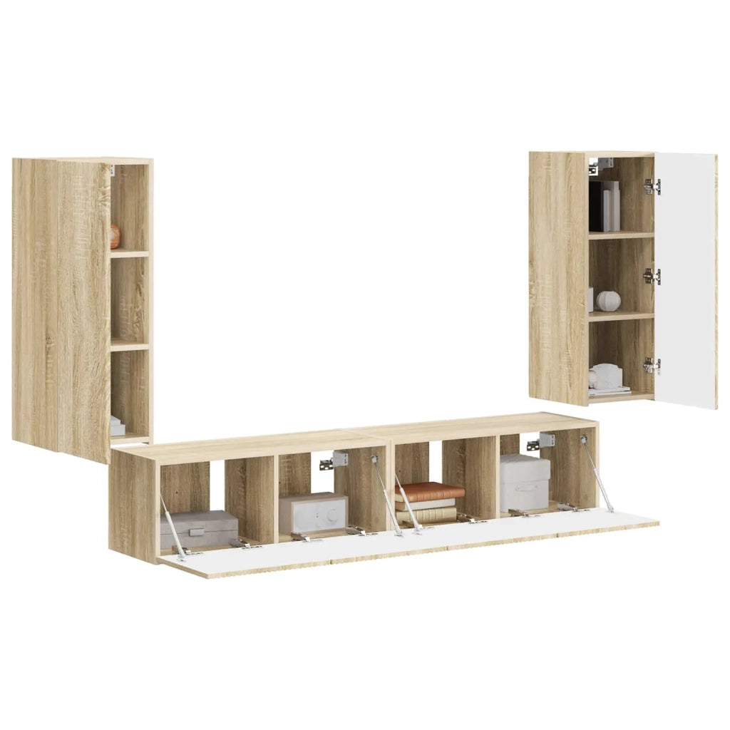 Set di Mobiletto da TV a Parete 4 pcs Rovere Sonoma 3408918
