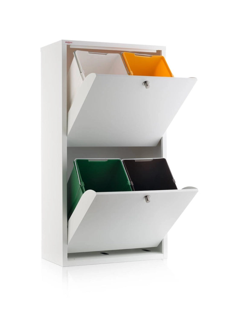 Mobile per la raccolta differenziata EMI – 4 scomparti (80 L), bianco, design moderno e funzionale