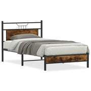 Letto singolo | Letto per adulti | Giroletto senza Materasso Rovere Fumo 100x190 cm in Truciolato