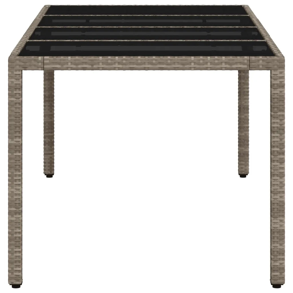 Tavolo Giardino | Tavolino da esterno Piano Vetro Grigio Chiaro 190x90x75 Polyrattan