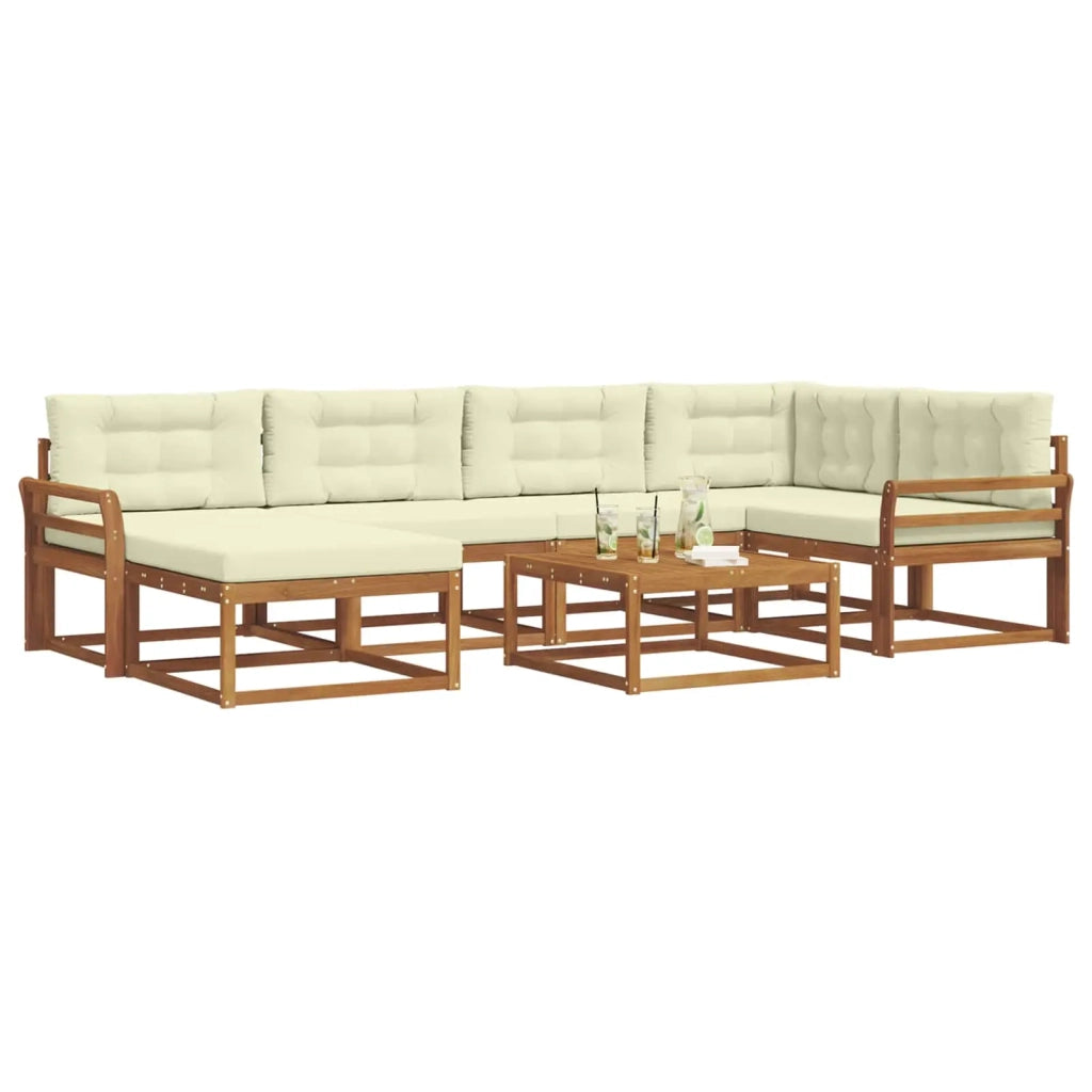 Set di divani da esterno con cuscino 7 pcs Naturale e Crema 3367858