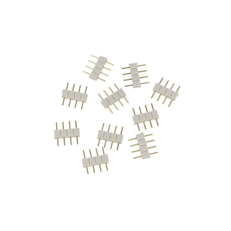 10 PZ Spina Maschio 4 Pin Bianca per Collegamento Striscia Led RGB Controller