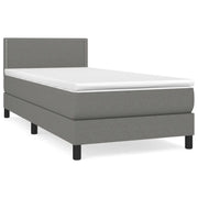 Letto singolo | Letto per adulti | Giroletto a Molle con Materasso Grigio Scuro 90x200 cm Tessuto