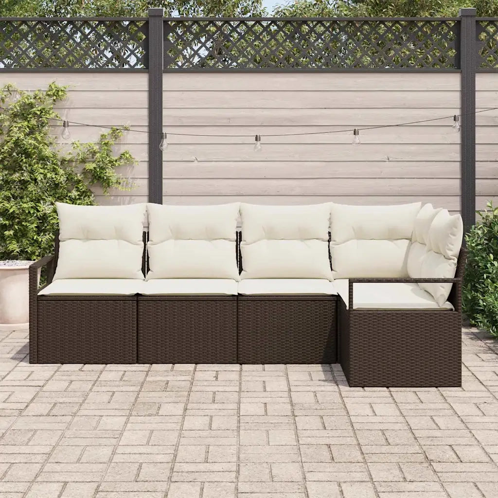 Set di divani con cuscino 5 pcs Marrone polyrattan 3346378