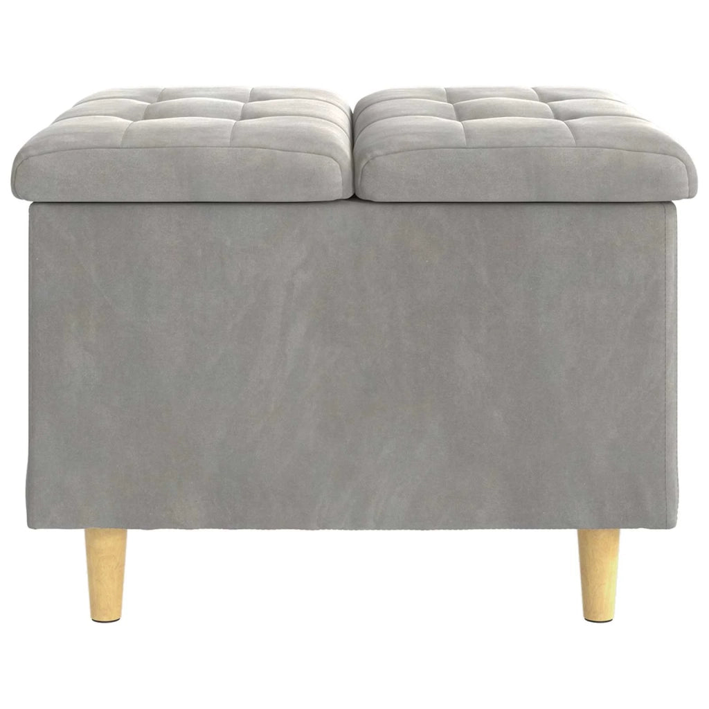Pouf contenitore Grigio chiaro 60 x 60 x 45 cm Velluto