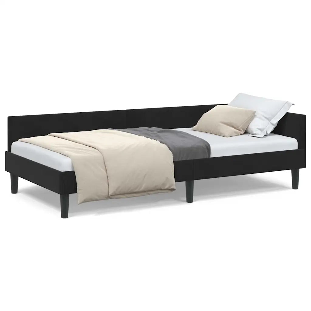 vidaXL Struttura del letto ad angolo con testiera Nero 90 x 200 cm