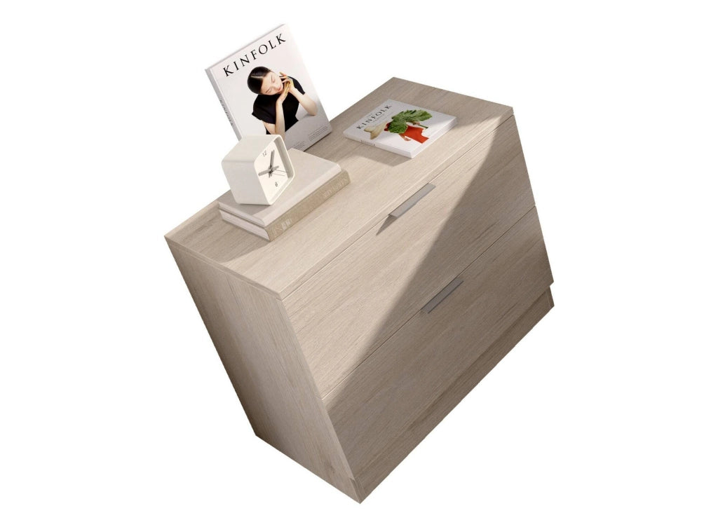 Comodino Banyan, Comò basso, Tavolino da notte, Mensola da letto, 50x34 h46 cm, Rovere