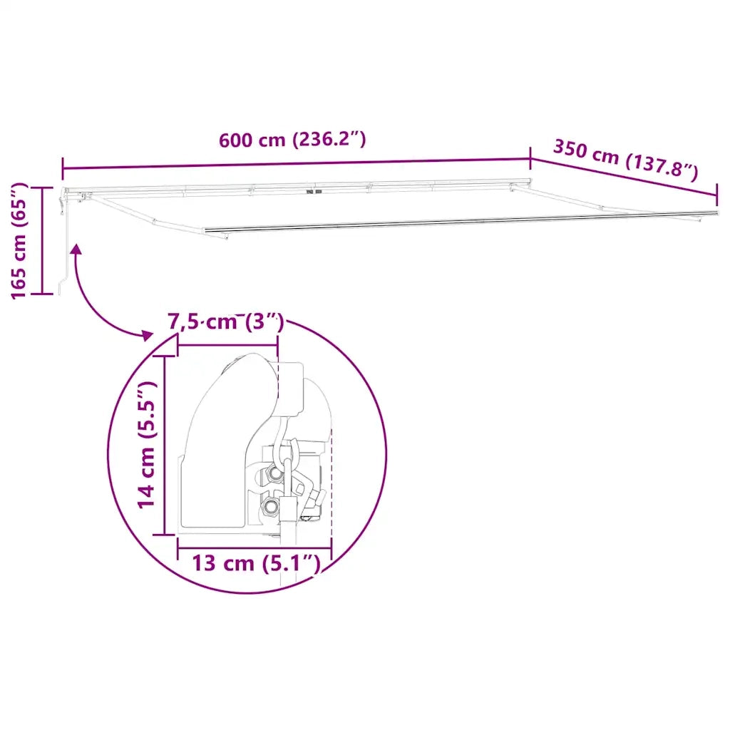 Struttura della tenda Bianco 600 × 350 cm Alluminio 313218