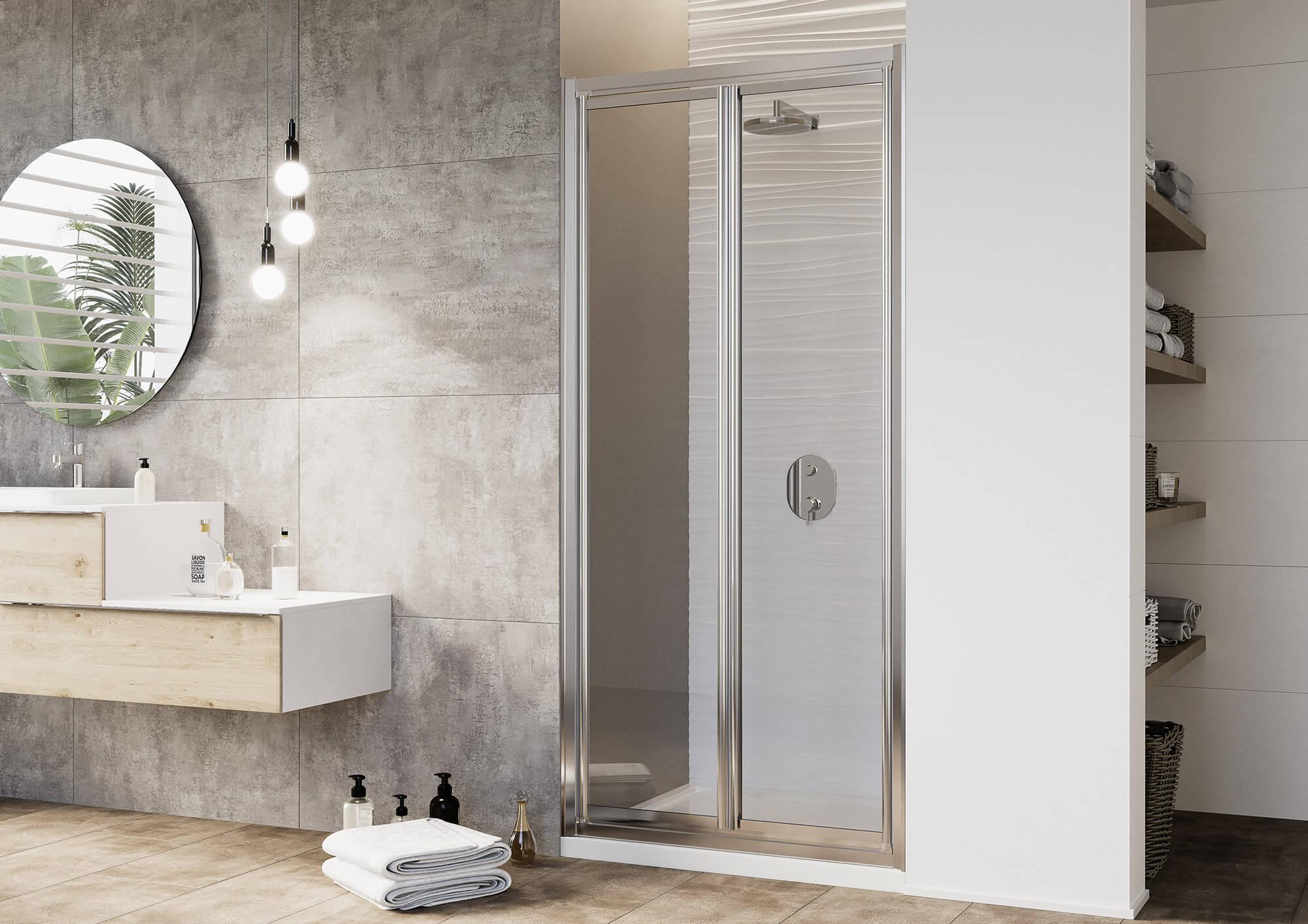 Porta Doccia 90 cm 2 Ante Battenti in Cristallo Trasparente 4mm H198 Fosterberg Maribo