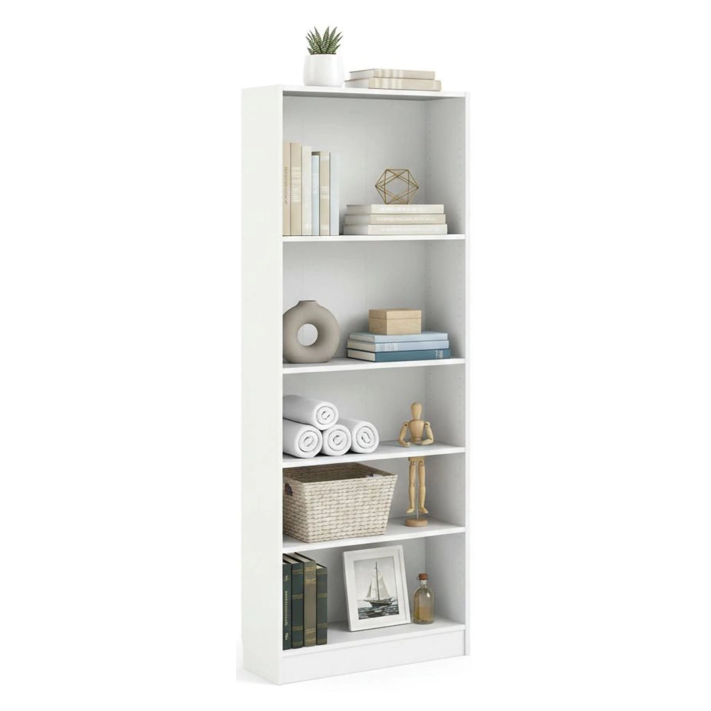 Libreria a cinque Abelarda, colore bianco, cm 79 x 107 x 27