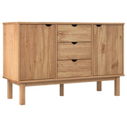 Buffet credenza cassettiera armadio mobile contenitore organizer per cucina soggiorno salotto 113,5 x 43 x 73 cm legno massello di pino marrone 02_0036182