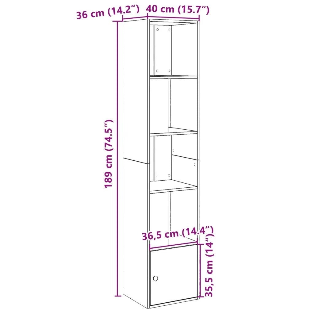 Libreria Grigio Cemento 40x36x189 cm in Legno Multistrato 848244