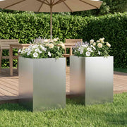 Vaso da giardino 2 pz Argento 40 x 40 x 75 cm Acciaio zincato 8005383
