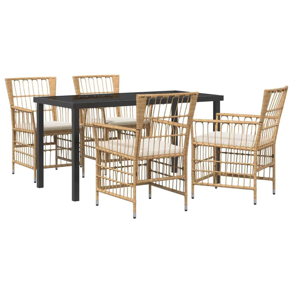 Set da pranzo per esterni 5 pz Naturale polyrattan 3448920