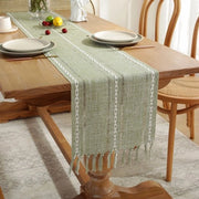 Tavolo da pranzo a quadri con maniglie - Tavolo da pranzo a quadri con maniglie con pennelli - Tavolo da pranzo bohemien a quadri - Per festa, Natale, cucina, tavola da pranzo, decorazione da tavola per compleanno - 33x305cm