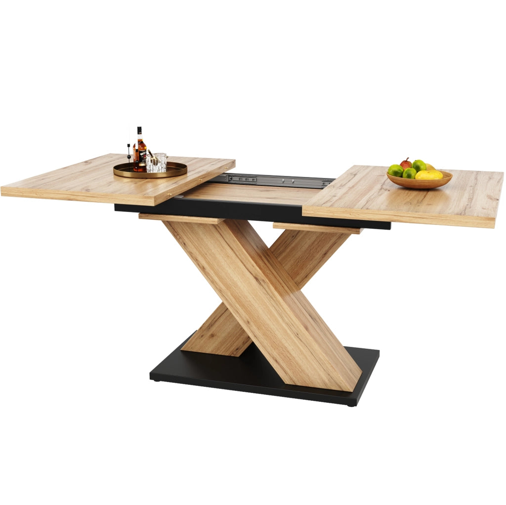 Tavolo allungabile 119x80x75 cm; piano estensibile per 6-8 persone; MDF; colore naturale