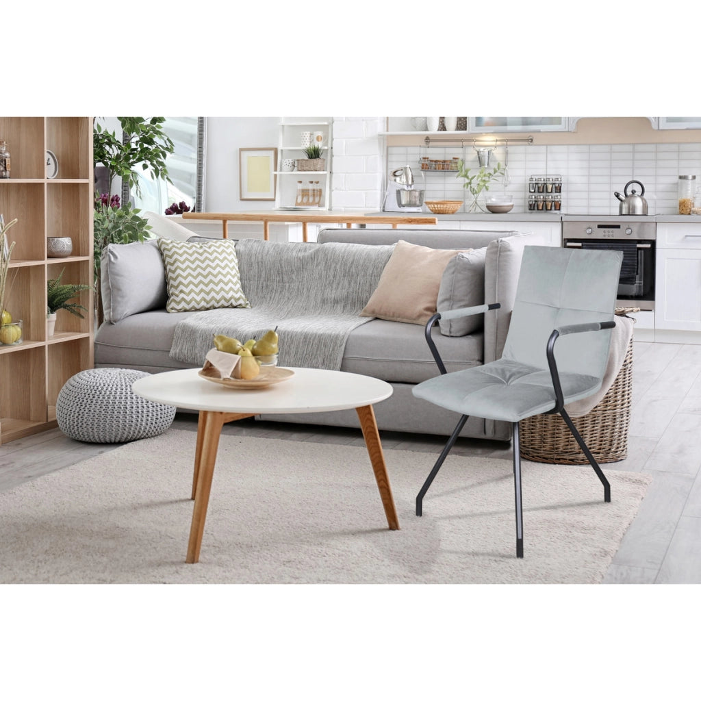 Set 2 Sedie Eaden in Velluto Grigio con Braccioli