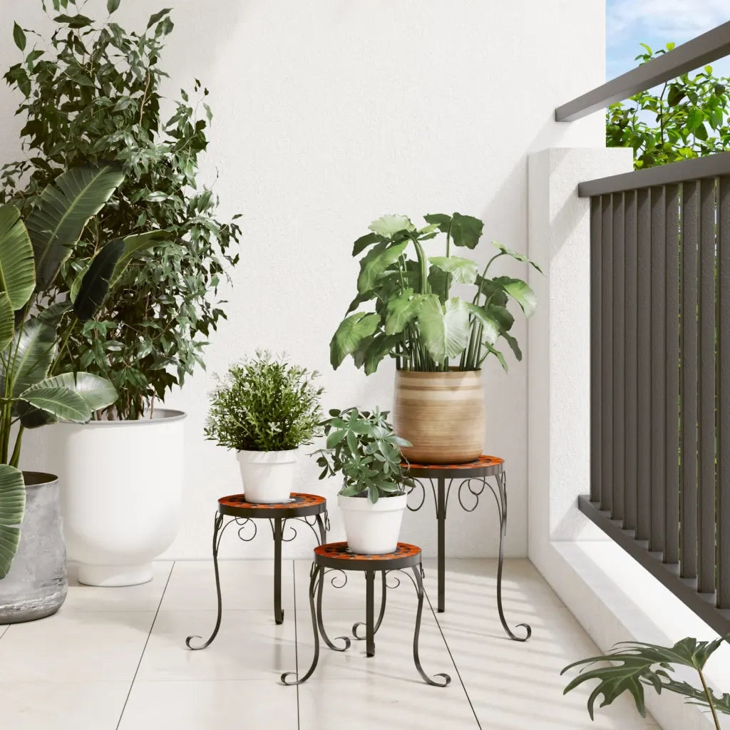 Supporti per piante | Sostegno per piante 3 pz Terracotta e Bianco in Ceramica
