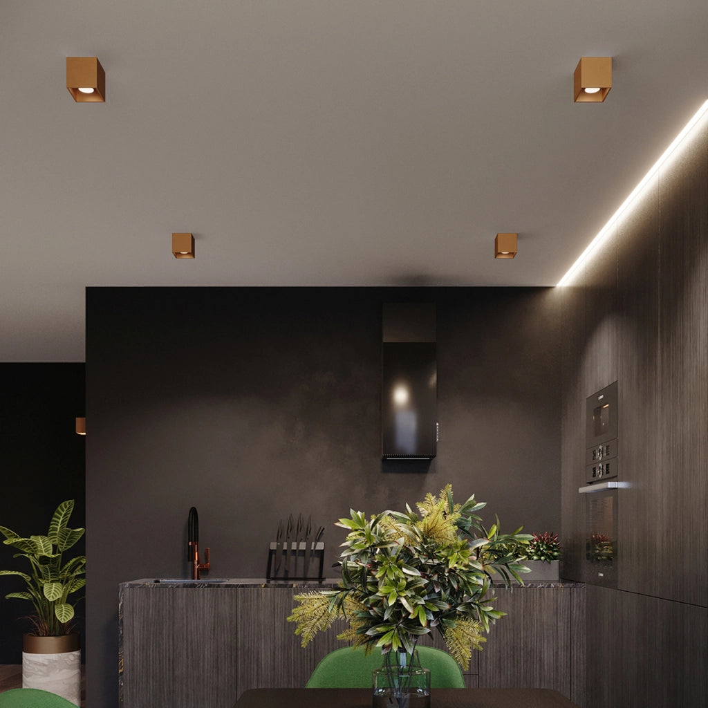 Faretto soffitto quadrato oro 10cm GU10 10W TETRIS