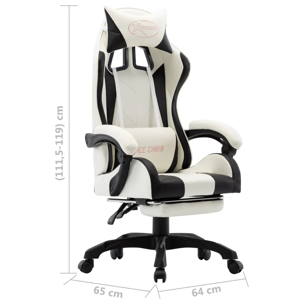 Sedia/seduta girevole da ufficio per uso computer studio videogiochi e con poggiapiedi realizzata in similpelle nera 02_0024223