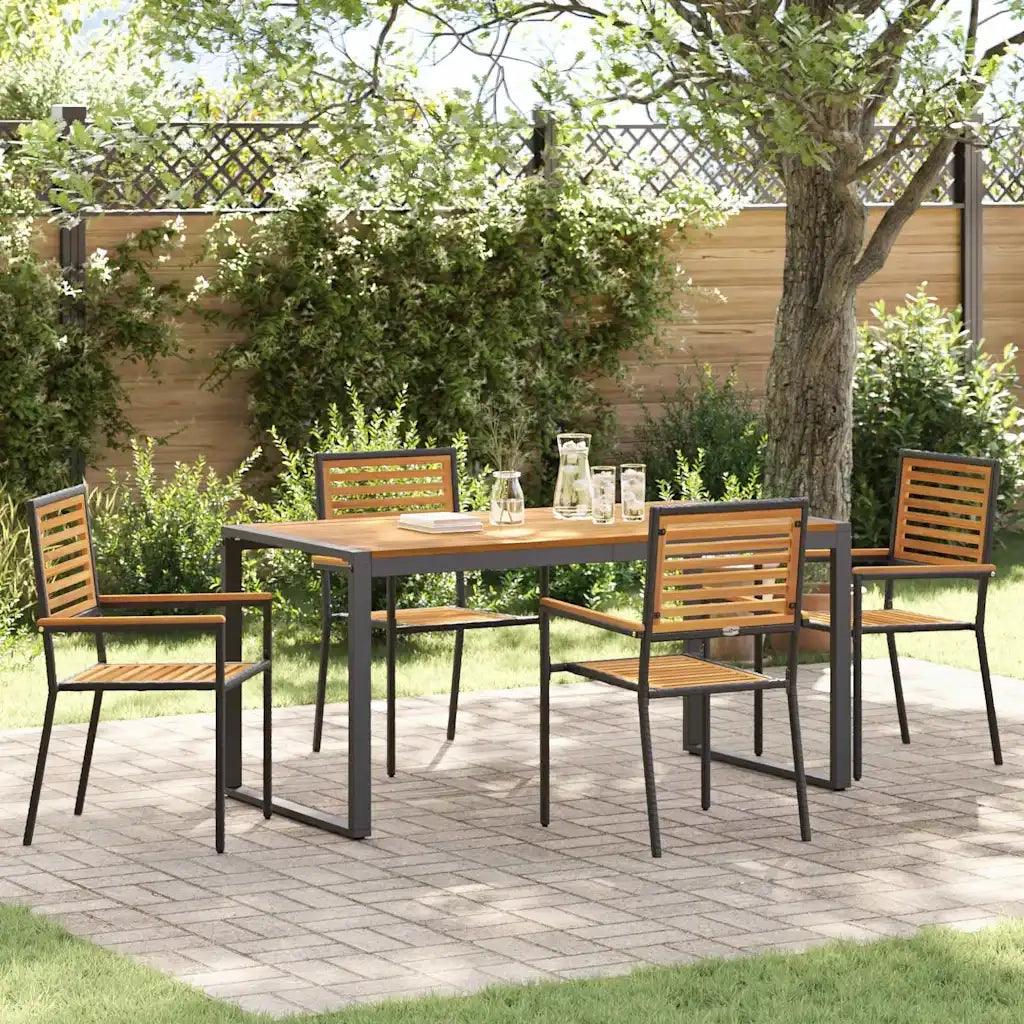Set da Pranzo per Giardino 5 pcs Nero e Marrone polyrattan