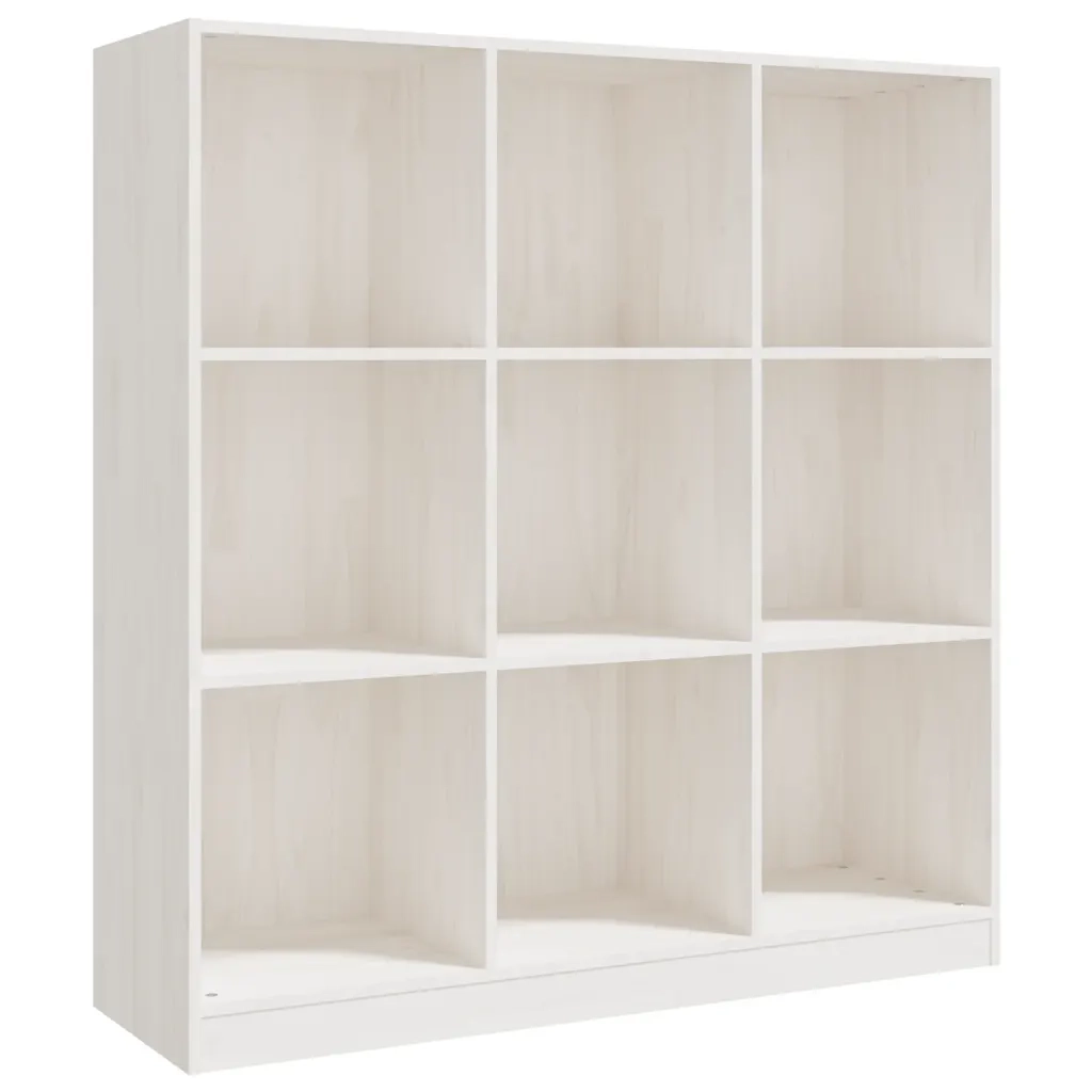 Libreria Divisorio-Scaffale per Libri-Mobile di Stoccaggio Bianco 104x33,5x110 cm in Massello di Pino