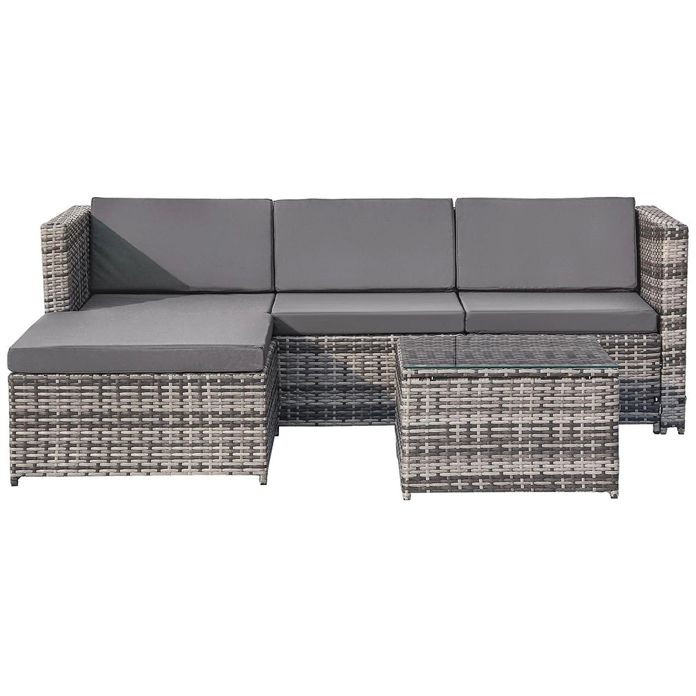Set giardino - Xylo - angolare resinato con cuscini e vetro grigio