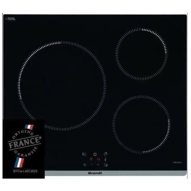 BRANDT TI364B - Piano cottura a libera installazione - 3 zone - 3600 W - L60 cm - Nero