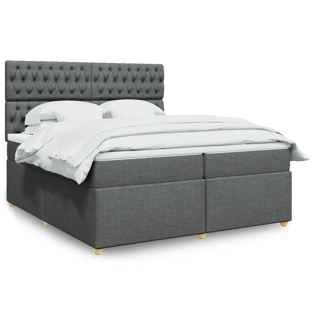 Giroletto a Molle con Materasso Grigio Scuro 200x200 cm Tessuto 3291395