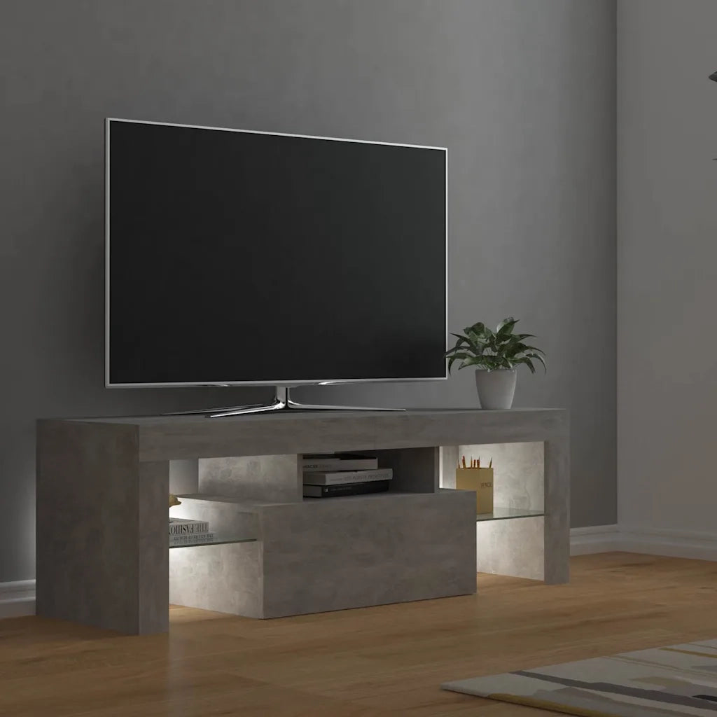 Mobile Porta TV con Luci LED Grigio Cemento 120x35x40 cm 804350