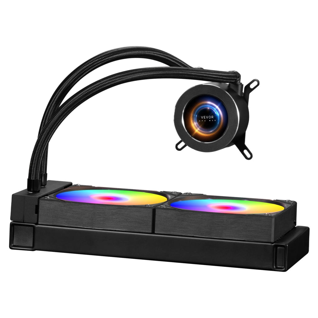 Dissipatore a Liquido CPU con Display LCD e Luce ARGB 2 Ventole PWM 120mm per Intel AMD Alluminio e ABS Nero YC-01-SS-001