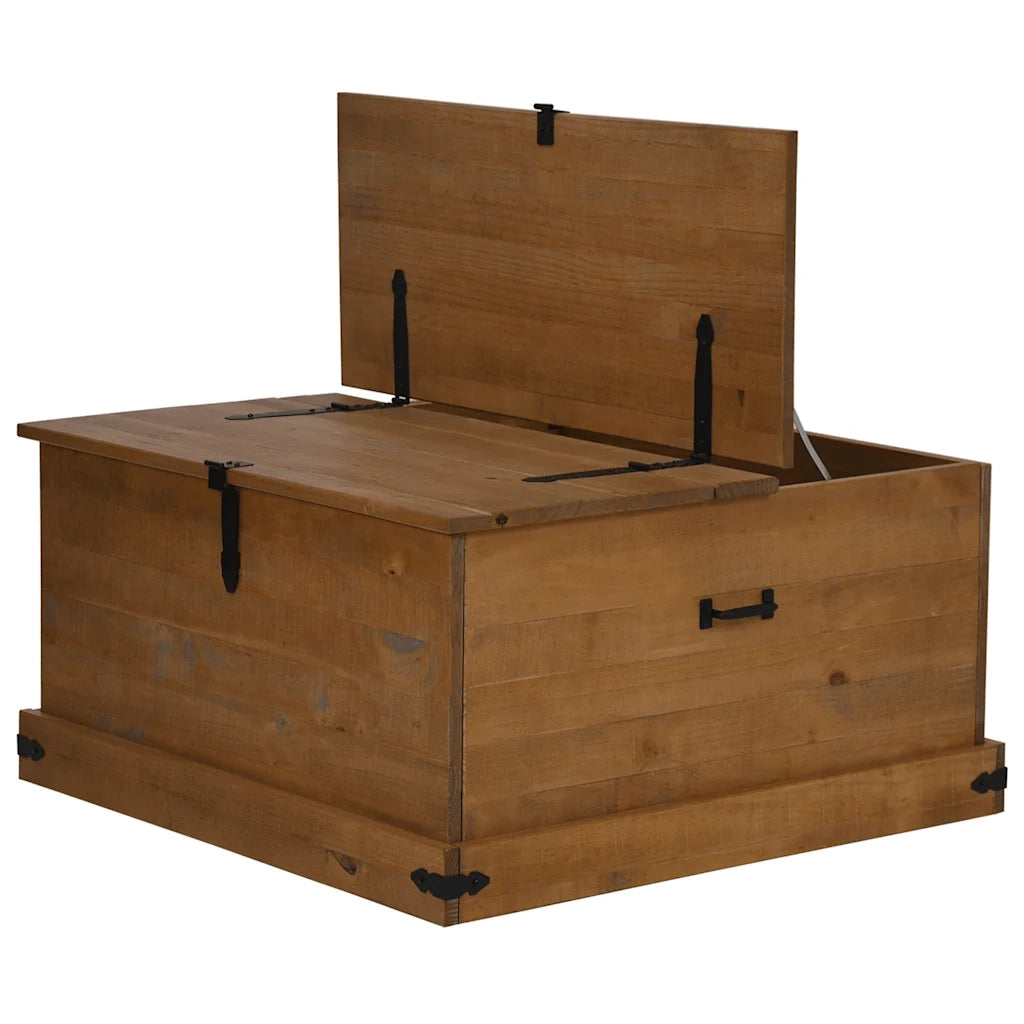 Cassapanca-Baule-Armadietto contenitore HALDEN 91x91x47 cm in Legno Massello di Pino