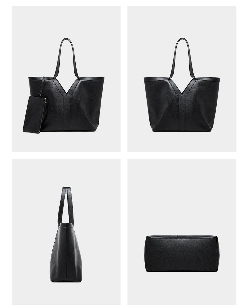 Borsa a tracolla da donna in vera pelle nera