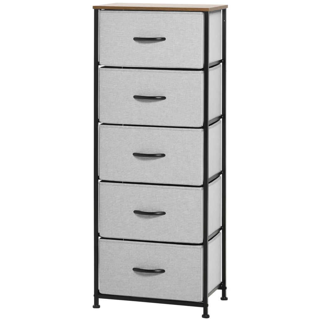 Cassettiera 5 cassetti tessuto pieghevole ¨C zephmum ¨C grigio acciaio 45x30x116 cm